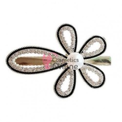 Clema pentru par metalica AGF019CC - Auriu cu cristale si perla